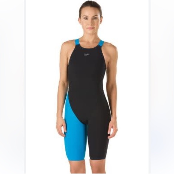 Speedo Women’s LZR Pro Recorbreaker Kneeskin Size 24 Black & Blue Swimsuit - Picture 9 of 9